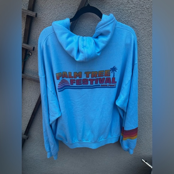 Aviator Palm Tree Festival Zip Up Hoodie In Blue - Picture 9 of 11